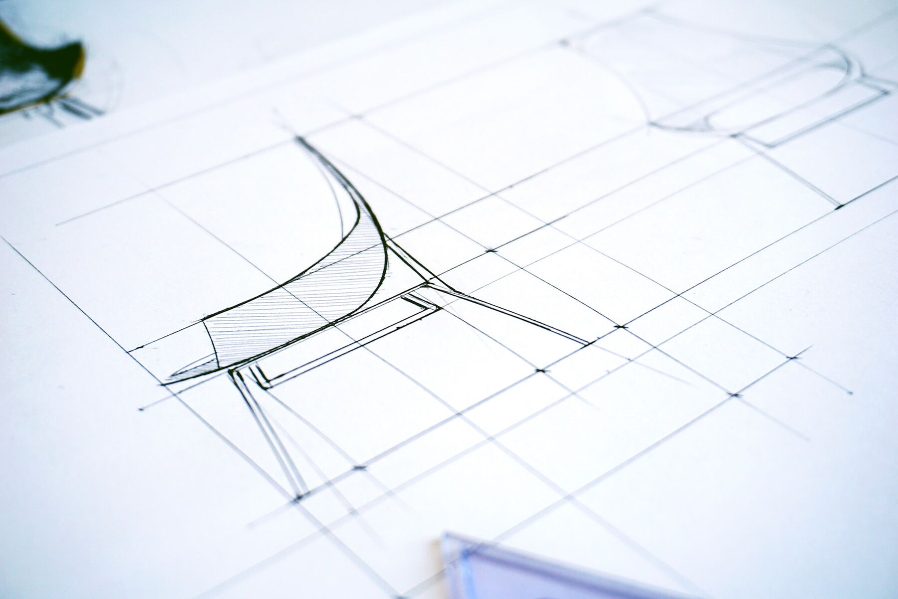 Close-Up View of a Furniture Design Sketch on Paper