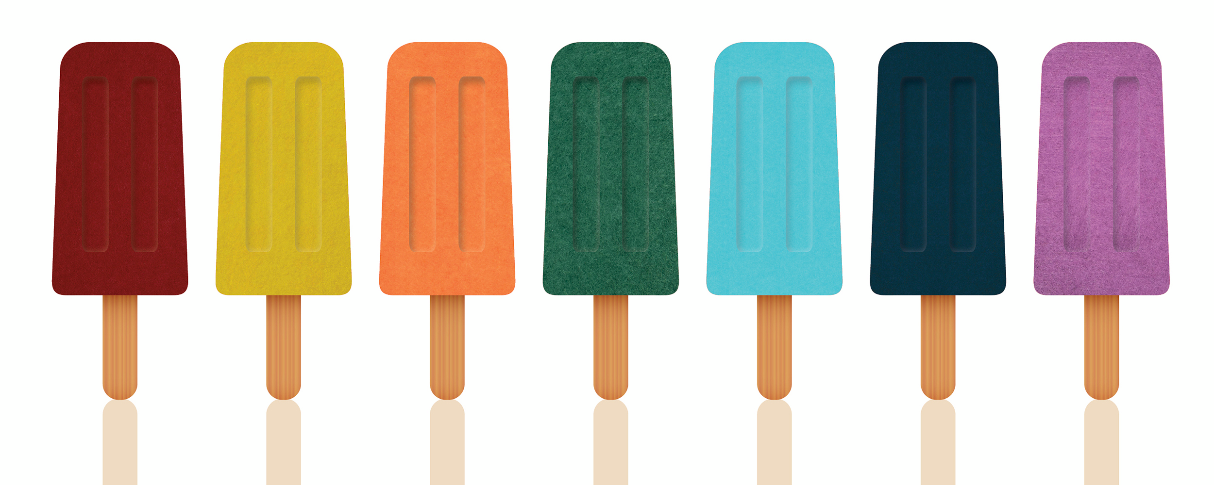 An Array of Seven Colorful Popsicles on Sticks, Displaying a Range of Unique Colors